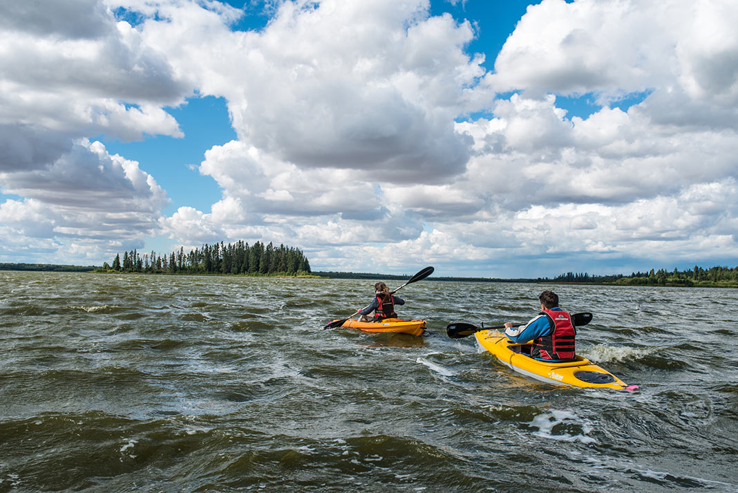 Kayaking in Elk Island waters near Edmonton