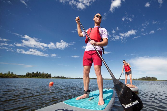 Stand up paddleboarders on the water