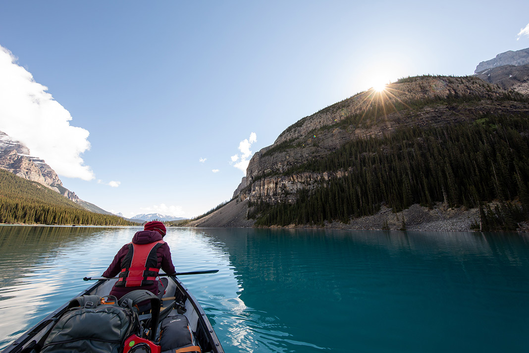 Canoeing the turquoise waters in Alberta