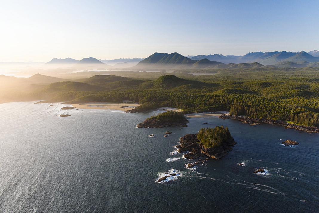 Vancouver Island waters and forest from the air