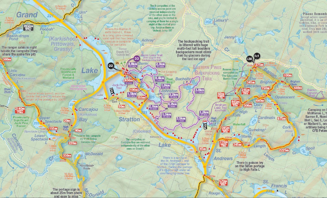 Map of High Falls camping and canoeing