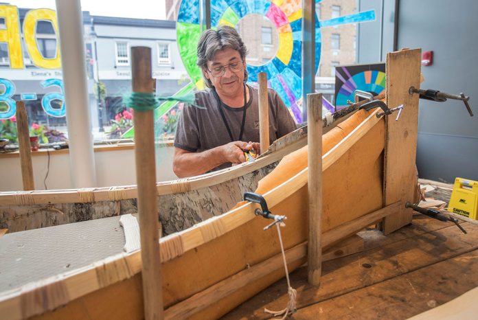 Chuck Commanada's birchbark canoes are crafted by hand, using traditional methods he learned from his grandparents. | Photo: Bob Tymczyszyn