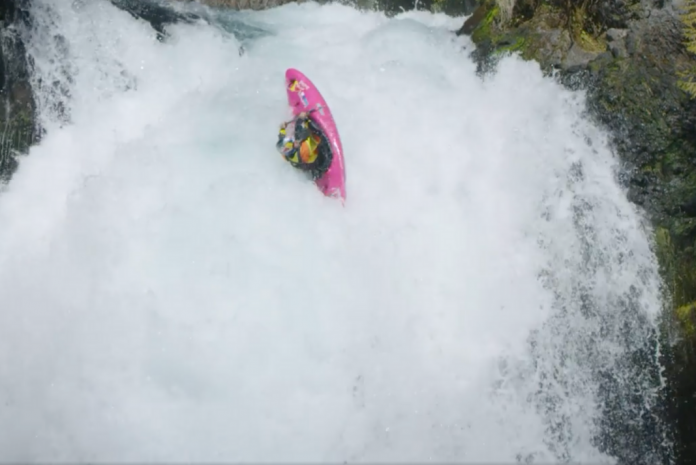Dane Jackson Paddles Backwards Off Sahalie Falls