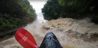 Kayaking in flood