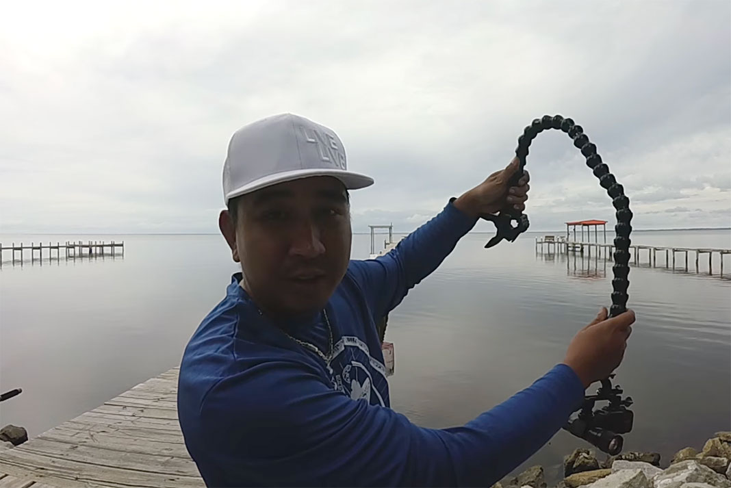 Rex DelRey DeGuzman demonstrates his DIY extension for the GoPro Jaws Flex Clamp