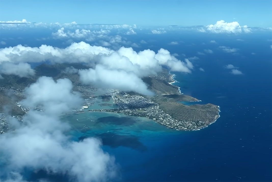 an aerial shot of Oahu, Hawaii