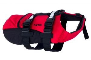Red and black dog life jacket