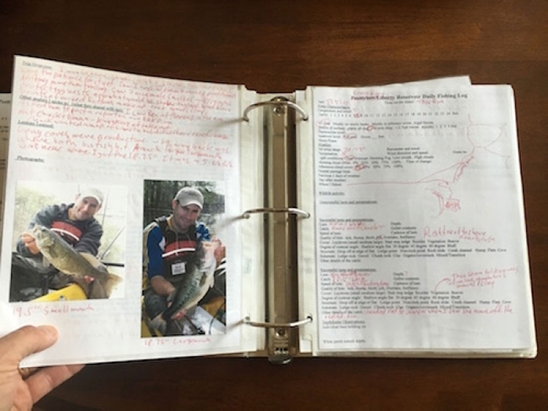 an angler's fishing log collects information over time