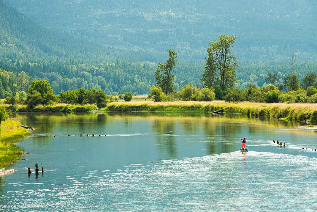 people paddleboarding on a mountain lake in an adventure close to home