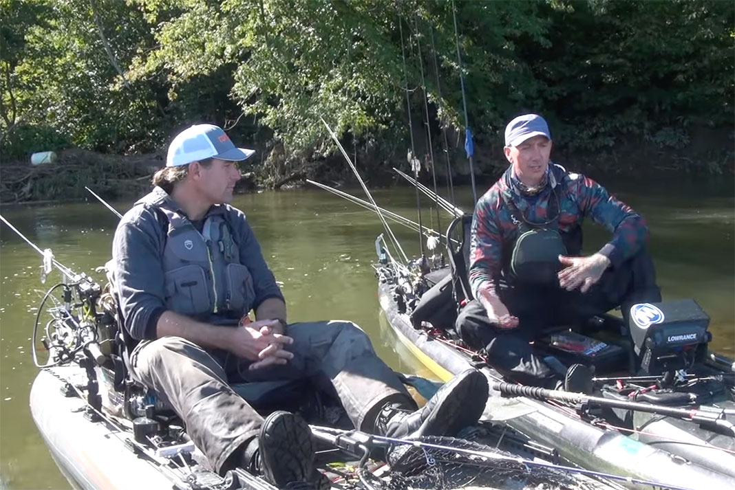 Jeff Little and Jed Plunkert discuss paddle strokes to survive river strainers