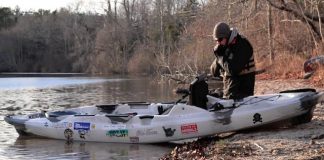 kayak angler prepares to go on a New Years fishing adventure