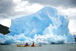 Sea kayakers on a glacier trip