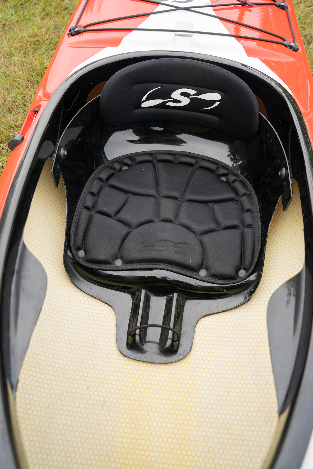 Seat in cockpit of kayak