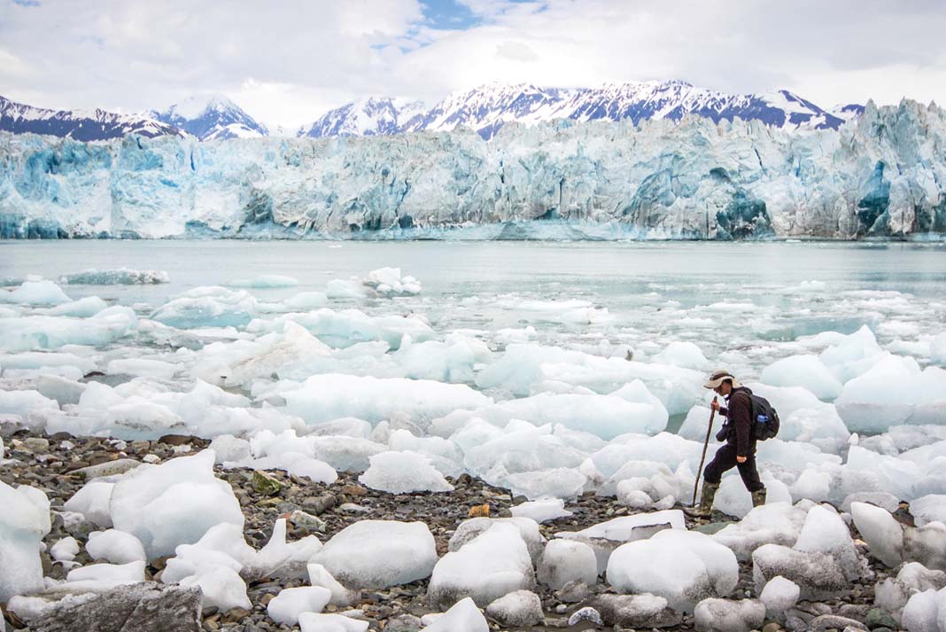 IN RUSSELL FIORD, THE ADVANCING FACE OF THE HUBBARD GLACIER STANDS IN STARK CONTRAST TO THE WARMING CLIMATE OF ALASKA. | Photo: A. Andis