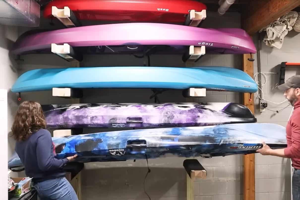Image of a completed DIY kayak rack