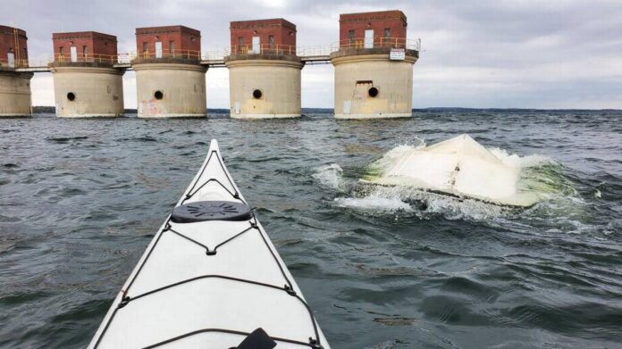 The view from Allen’s boat as he rushed to rescue two men from a capsized motorboat. | Photo courtesy Allen Hutto