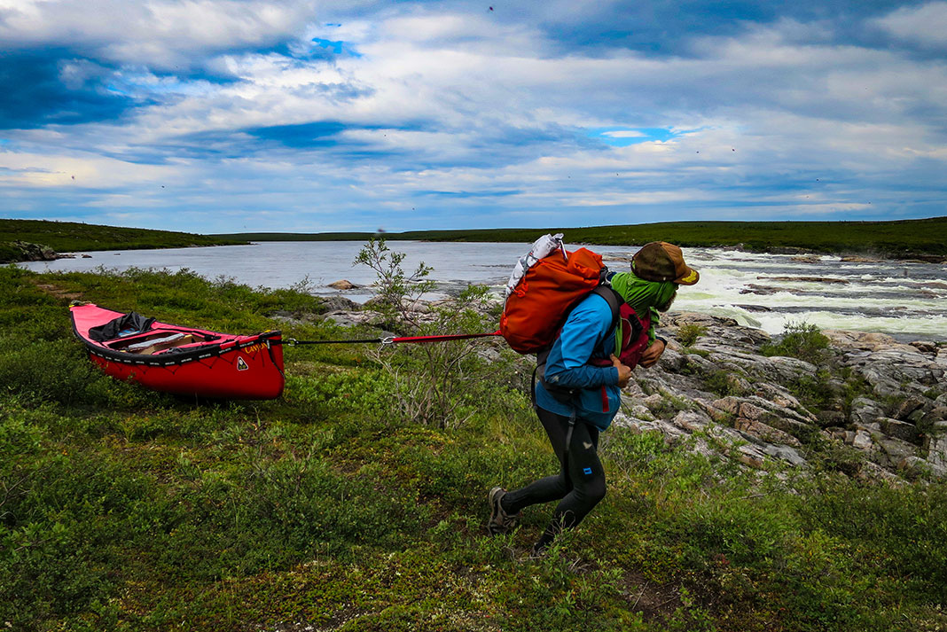 Frank Wolf tows his canoe on an epic summer paddling expedition