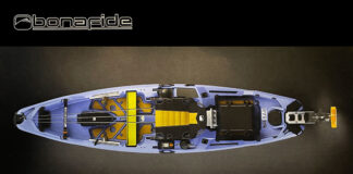 rendering of the upcoming Bonafide RVR 119 river fishing kayak