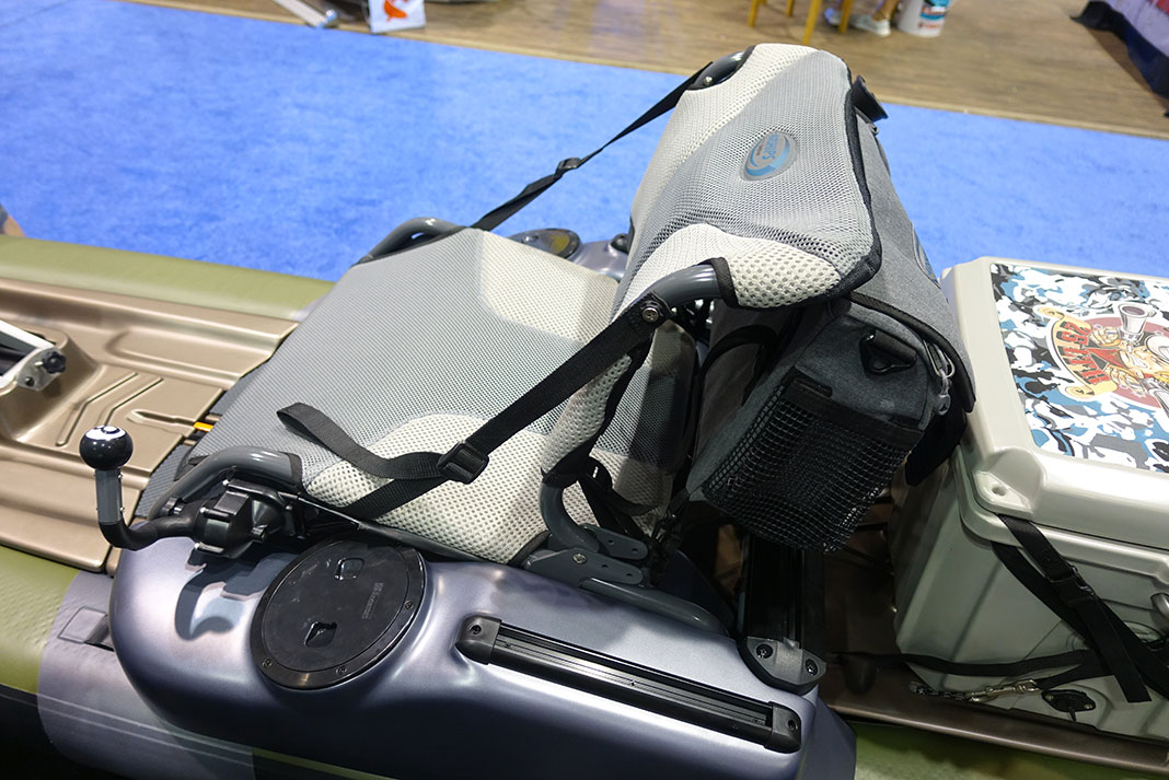 Seat detail of Feelfree Airship kayak paddleboard hybrid at ICAST 2022