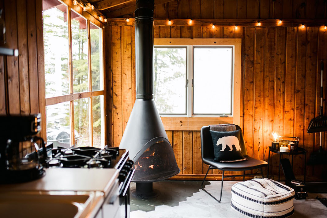 interior of a cozy cabin in Michigan's Upper Peninsula