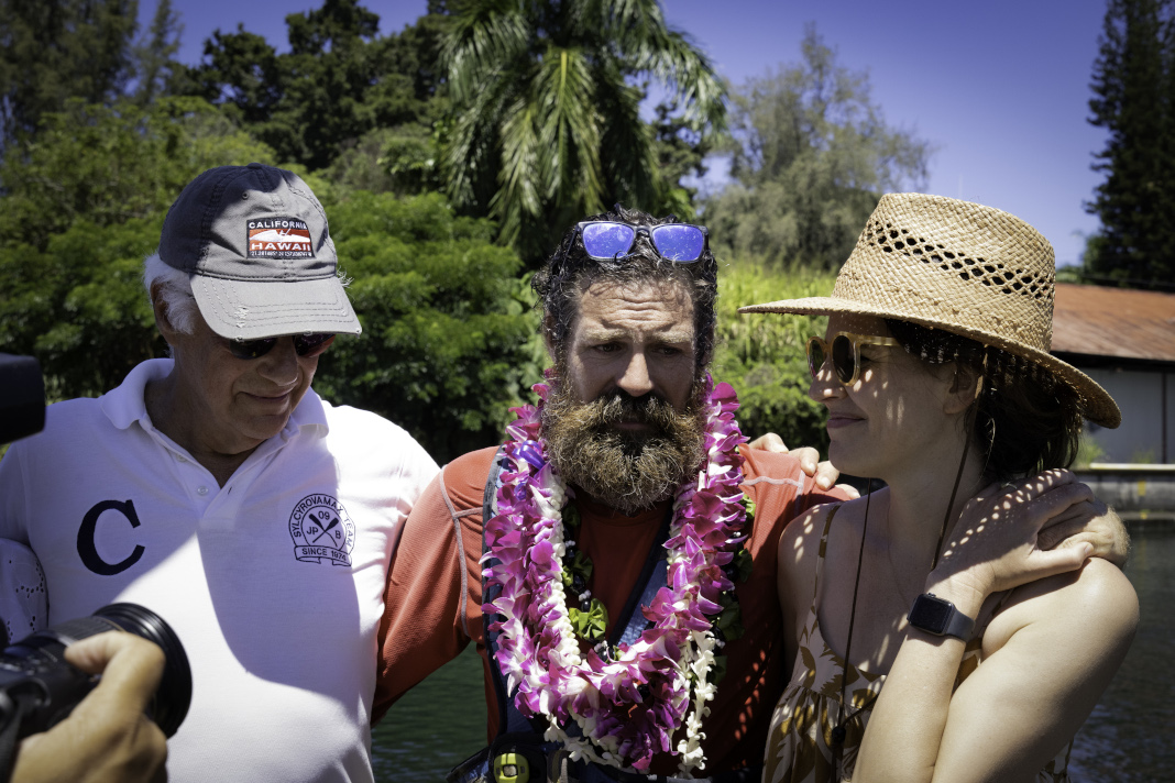 Cyril Derreumaux with family in Hawaii