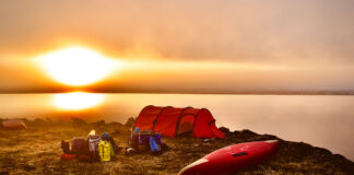 Expedition AKOR's campsite at dusk on their cross-continent trip across Canada