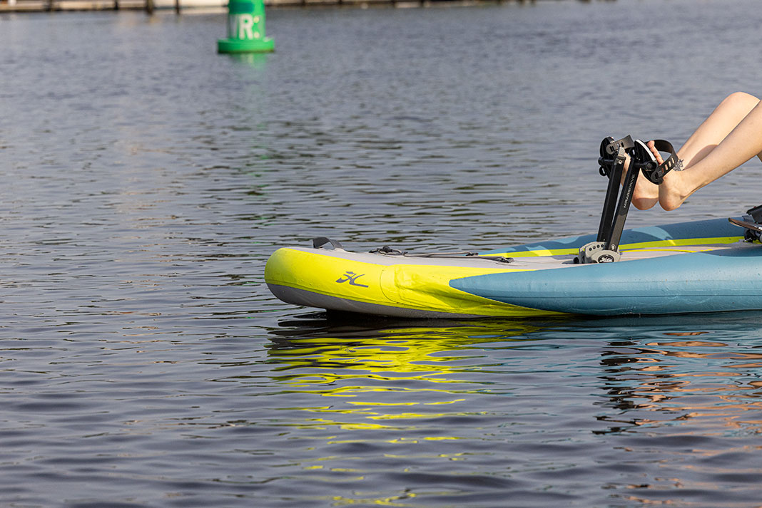 detail of pedals on Hobie Mirage iTrek 14 Duo fishing kayak