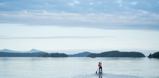 Karl Kruger practices paddleboarding prior to his Northwest Passage attempt
