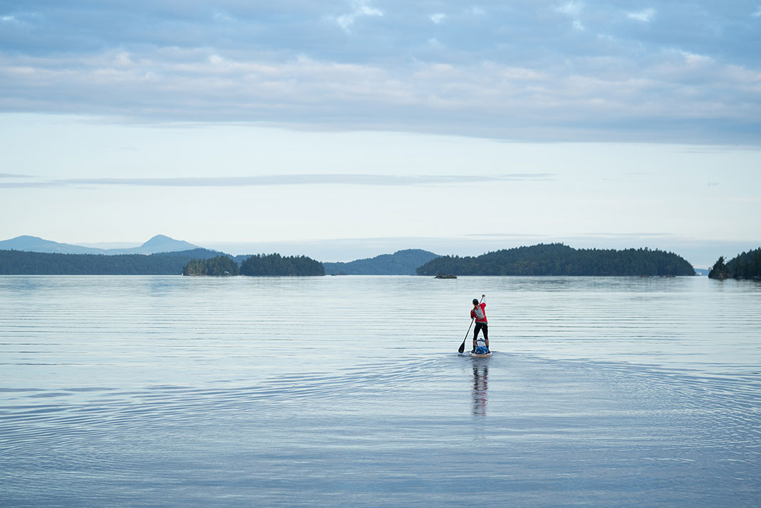 Karl Kruger practices paddleboarding prior to his Northwest Passage attempt