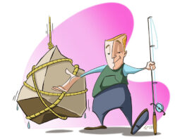 illustration of an angler who has gone fishing for rocks