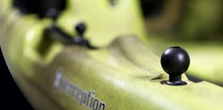 a mount on a Perception Kayak, an essential piece of fishing kayak rigging