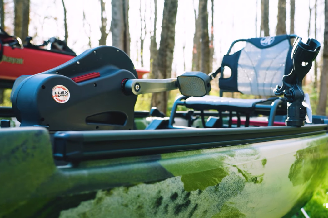 Pedal drive of fishing kayak.