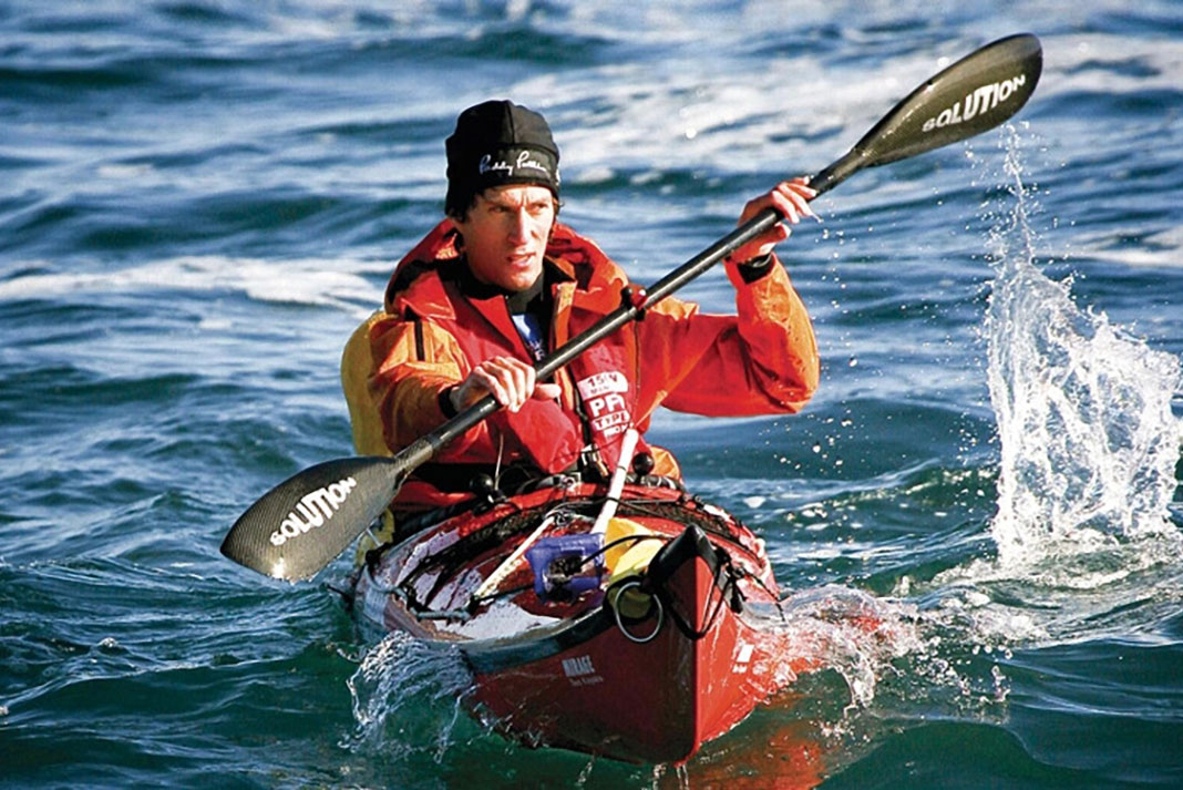 Andrew McAuley paddling a sea kayak