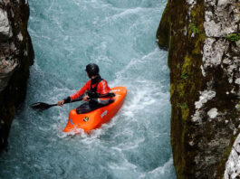 whitewater paddler in a Jackson Kayak
