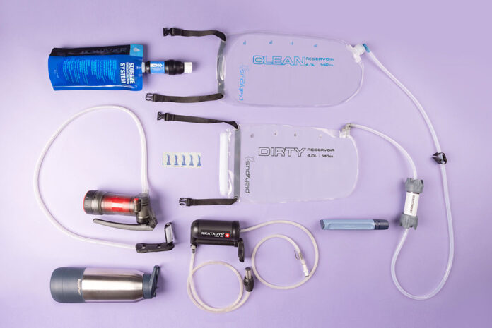 a selection of water filters and purifiers perfect for backcountry camping