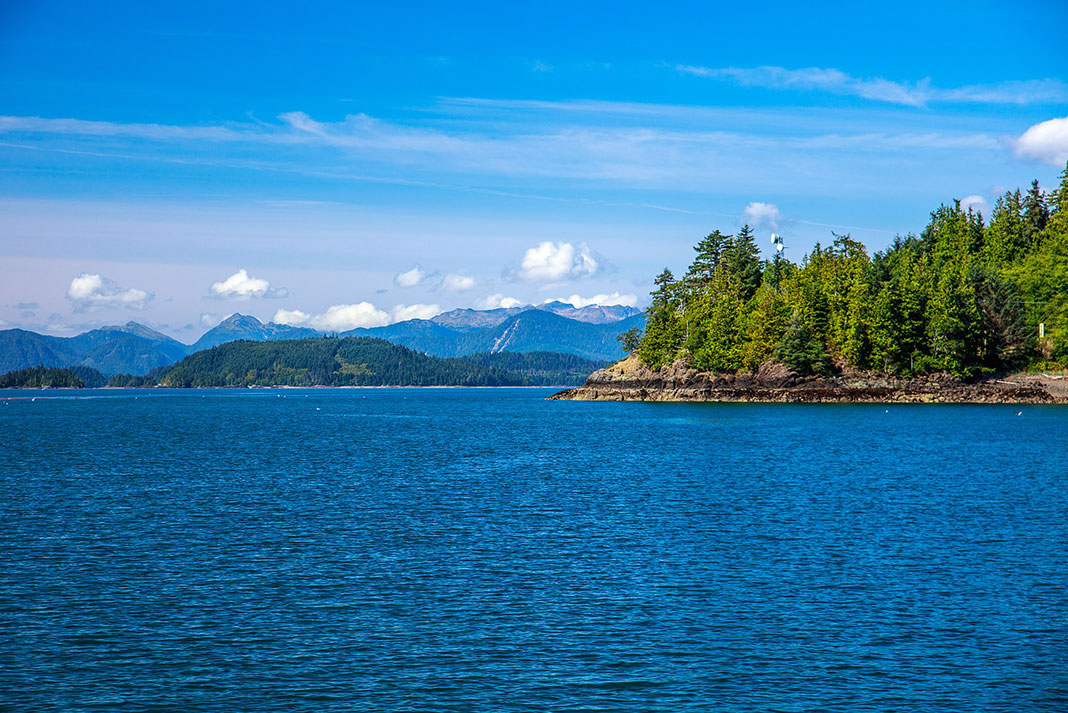 view from the Sandspit ferry area on Graham Island in Haida Gwaii