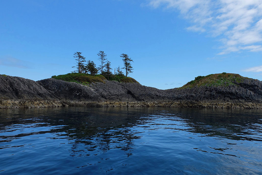 a rocky volcanic island in the Haida Gwaii in British Columbia