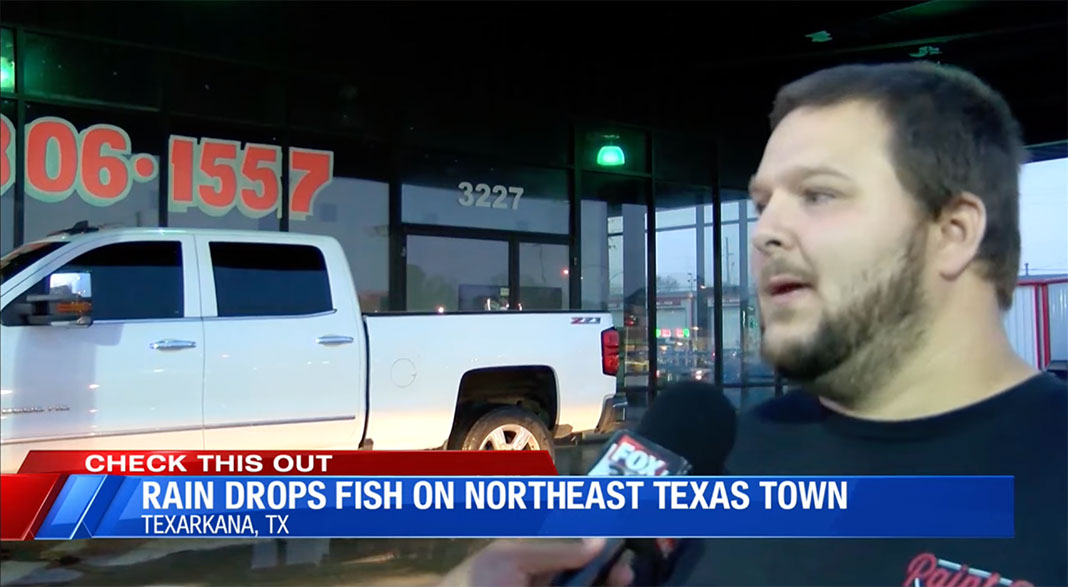 witness tells TV news about when it was raining fish in Texas