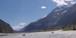 grizzly bear chases kayaker