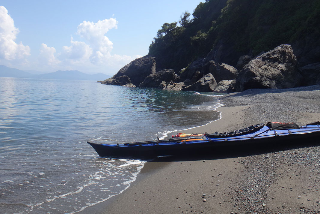 kayak on a beach in Wakasa Bay, Japan