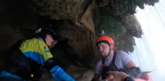 Kayaker rescued from behind waterfall in Mexico.