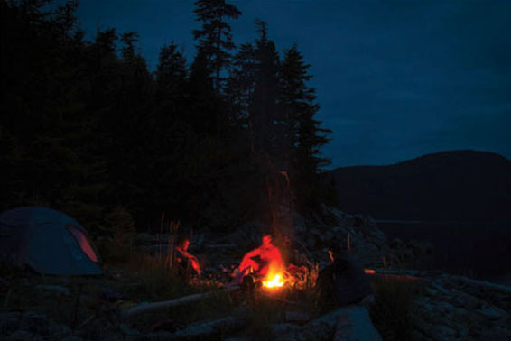 campfire in the Great Bear Rainforest