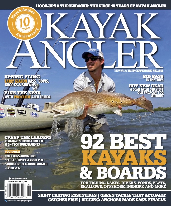 Cover of the Spring 2016 issue of Kayak Angler Magazine