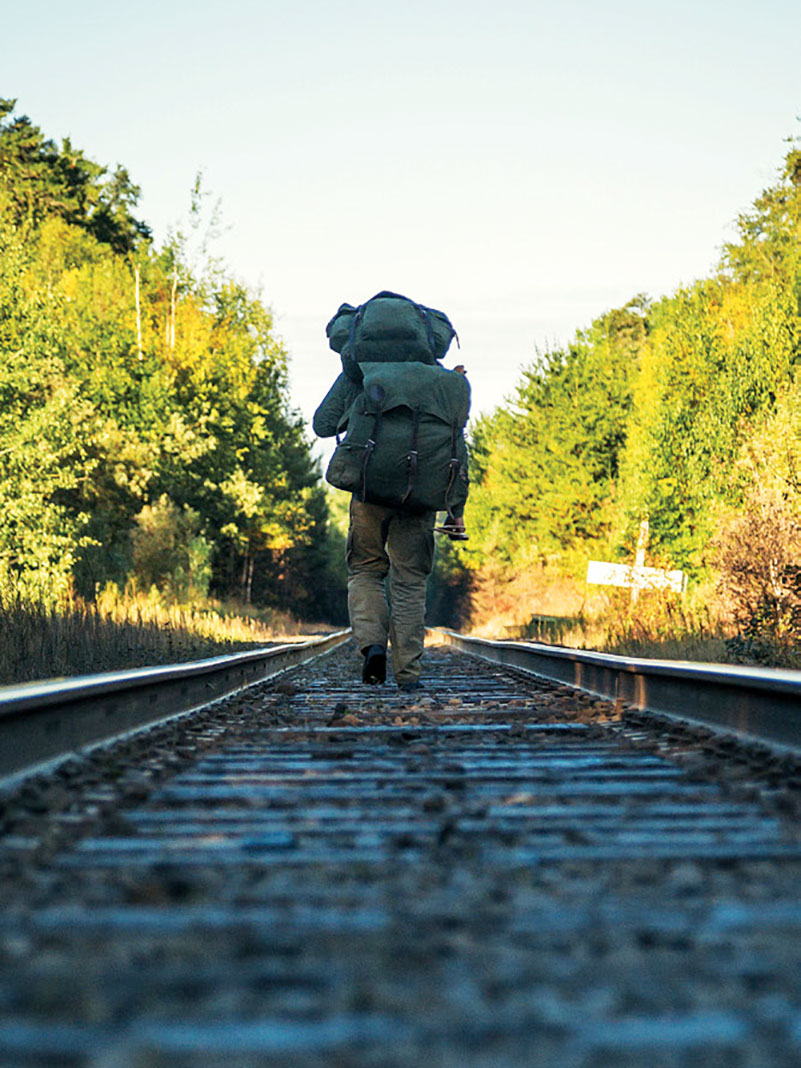 Ray Mears walks down remote train track in Wabakimi Provincial Park
