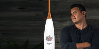 Patrick Hunter and one of his Maple canoe paddles