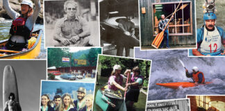 a collage of photos from the last 50 years of paddlesports