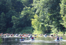 Group of paddlers on the Schuylkill River.