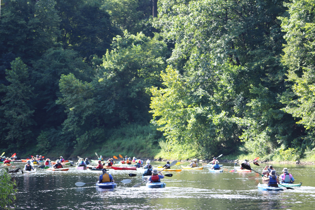Group of paddlers on the Schuylkill River.