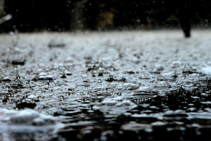 rain drops on the water