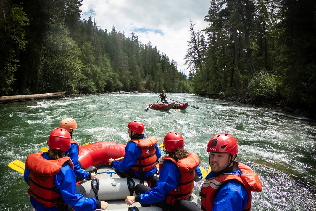 a group of whitewater rafters near Hope, BC